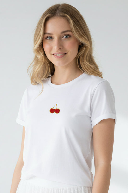 Mini Cherry Embroidered T-Shirt