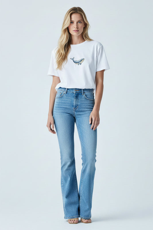 Blue Whale Embroidered T-Shirt