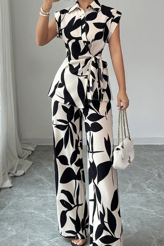 Bold Print Sleeveless Pants Set