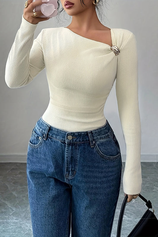 Asymmetric Cutout Long Sleeve Top