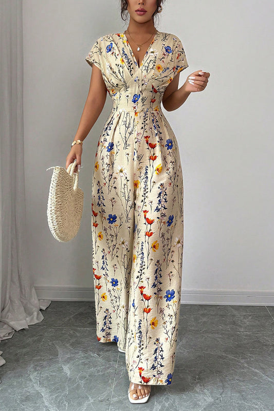 Floral V-Neck Sleeveless Jumpsuit
