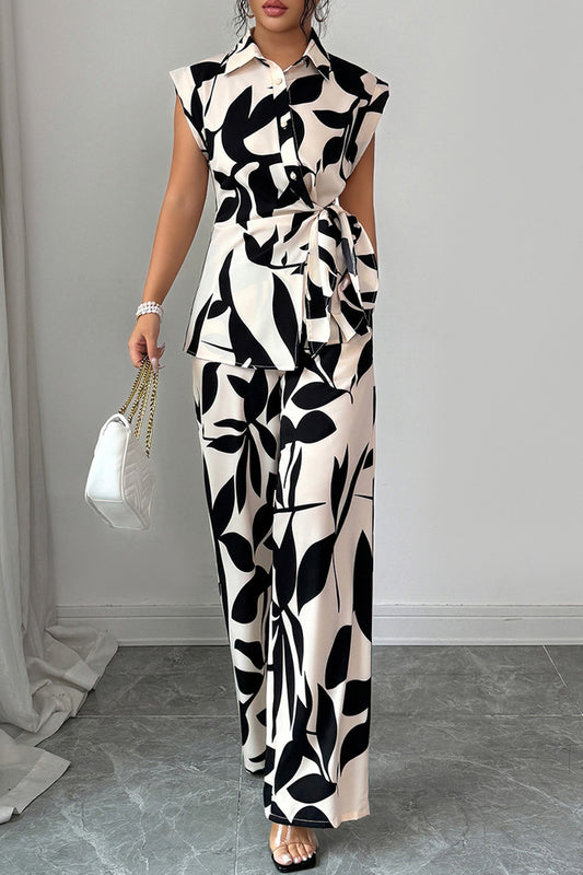 Bold Print Sleeveless Pants Set