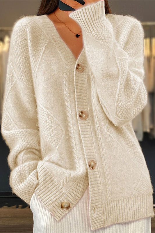 Chic Button-Up Textured Cardigan