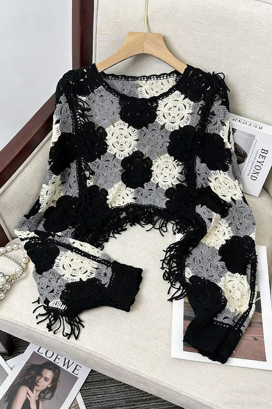 Crochet Fringe Detail Knit Top