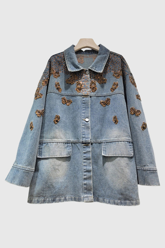 Butterfly Motif Denim Jacket