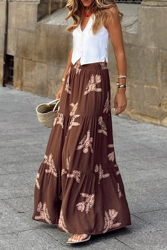 Bohemian Print Tiered Skirt