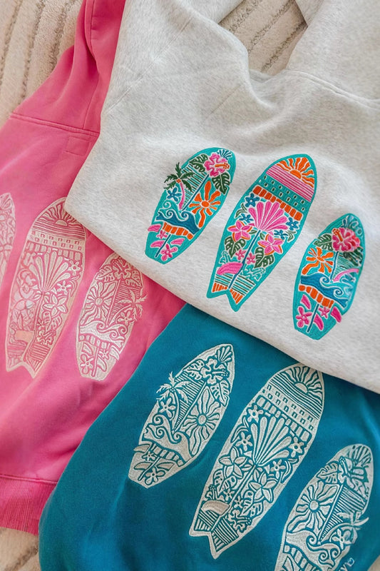 Surfboard Pattern Casual Hoodie