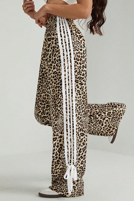 Leopard Print Stripe Casual Pants
