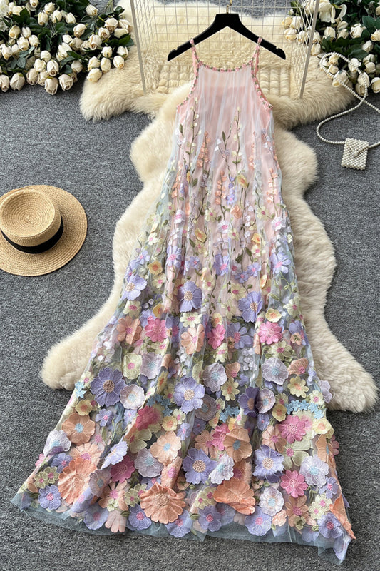 Floral Sleeveless Casual Maxi Dress