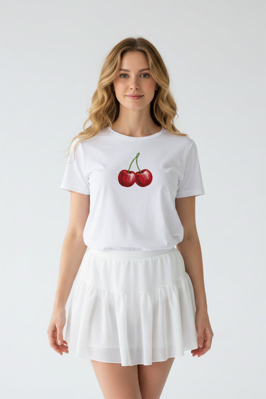Classic Cherry Embroidered T-Shirt