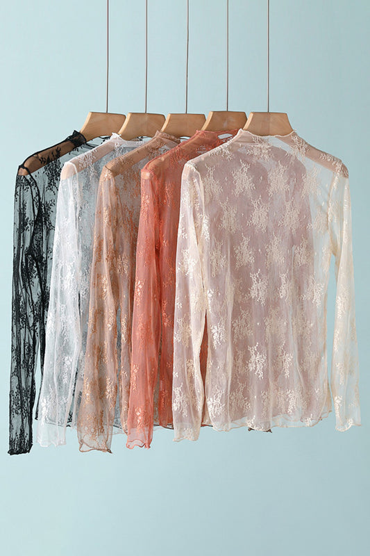 Elegant Lace Sheer T-Shirt