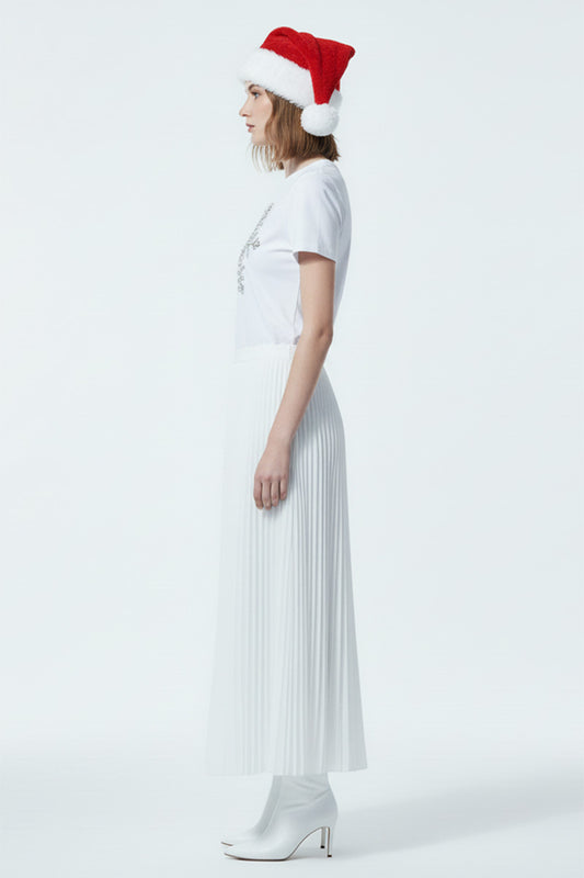 Silver Crystal Snowflake Embroidered T-Shirt