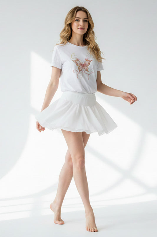 Blush Butterfly Embroidered T-Shirt