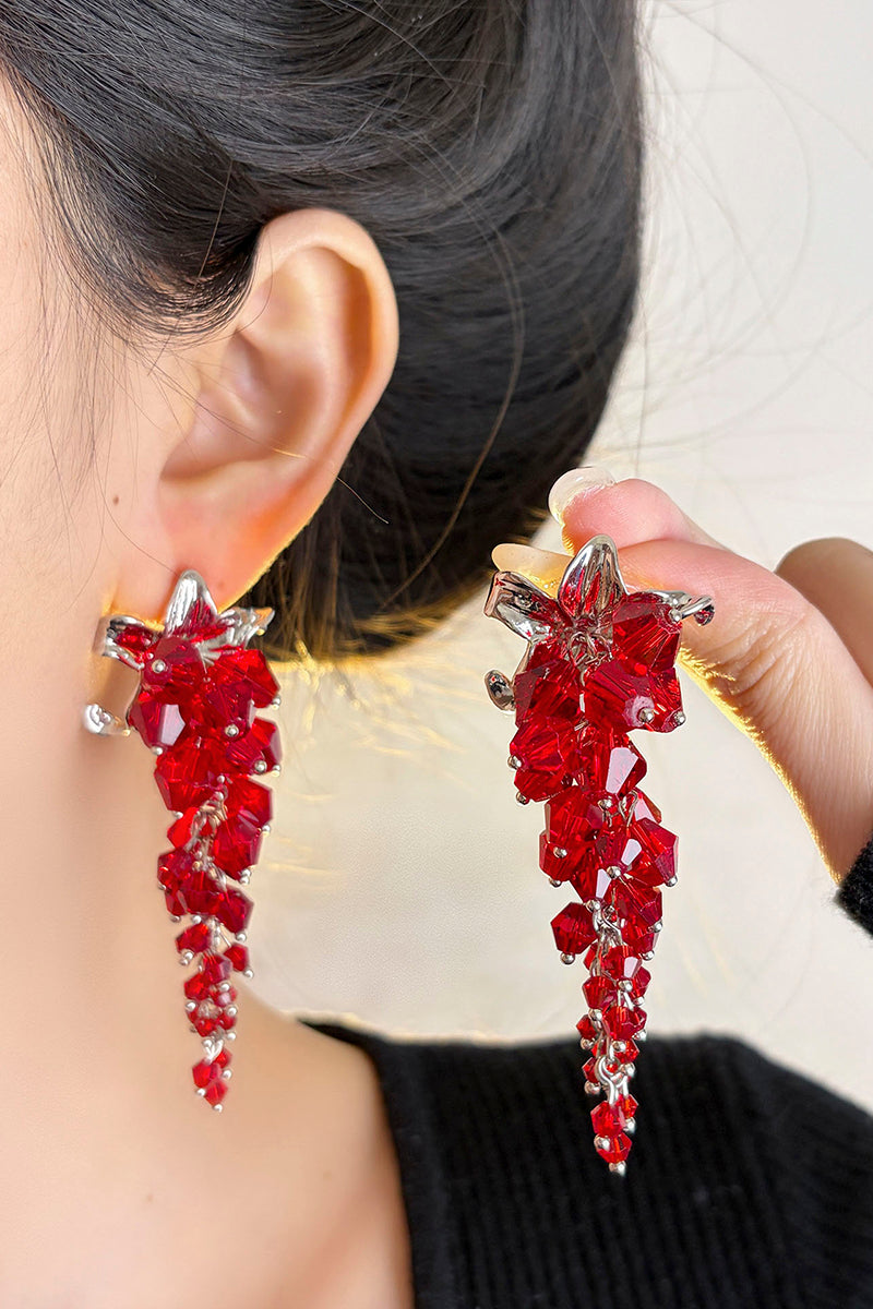 Crystal Leaf Drop Earrings