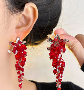 Crystal Leaf Drop Earrings