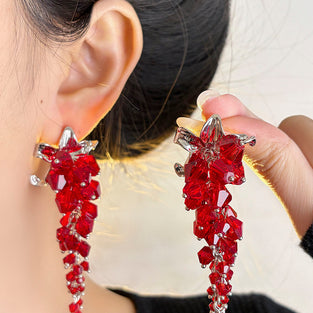 Crystal Leaf Drop Earrings