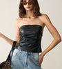 Strapless Faux Leather Tube Top