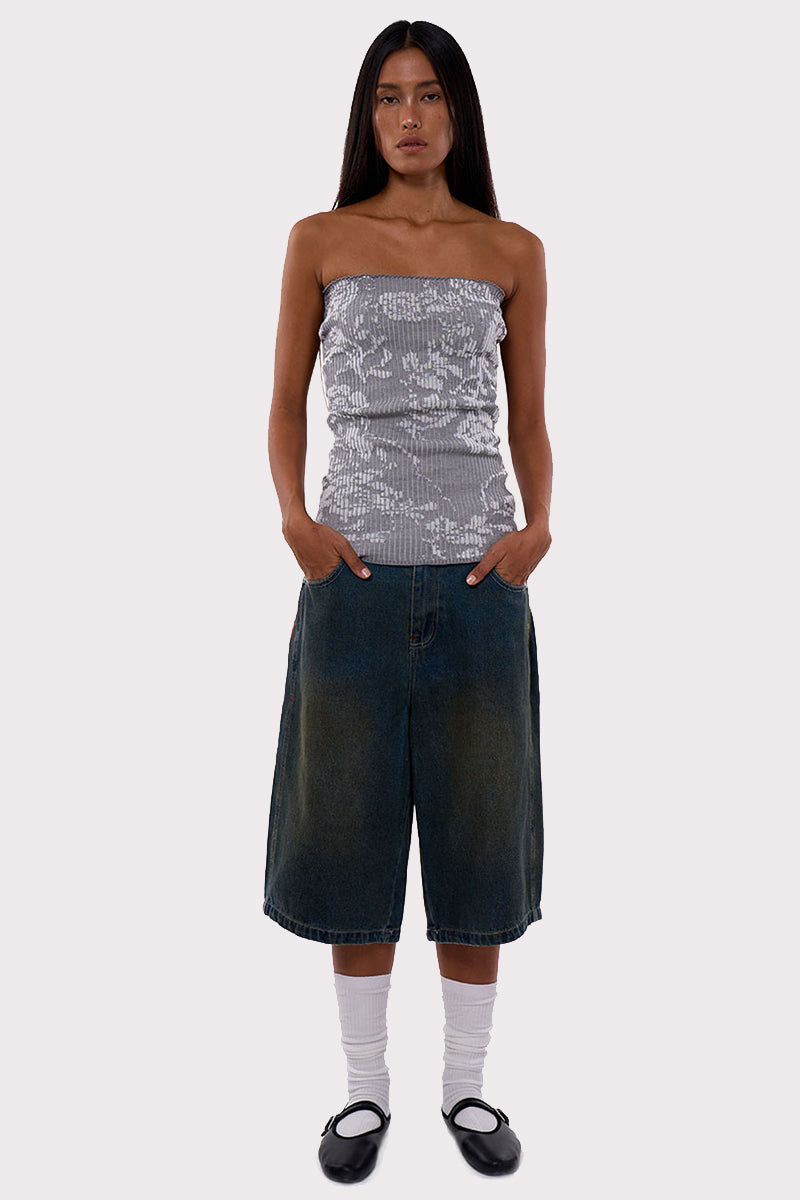 Star Pattern Denim Culottes