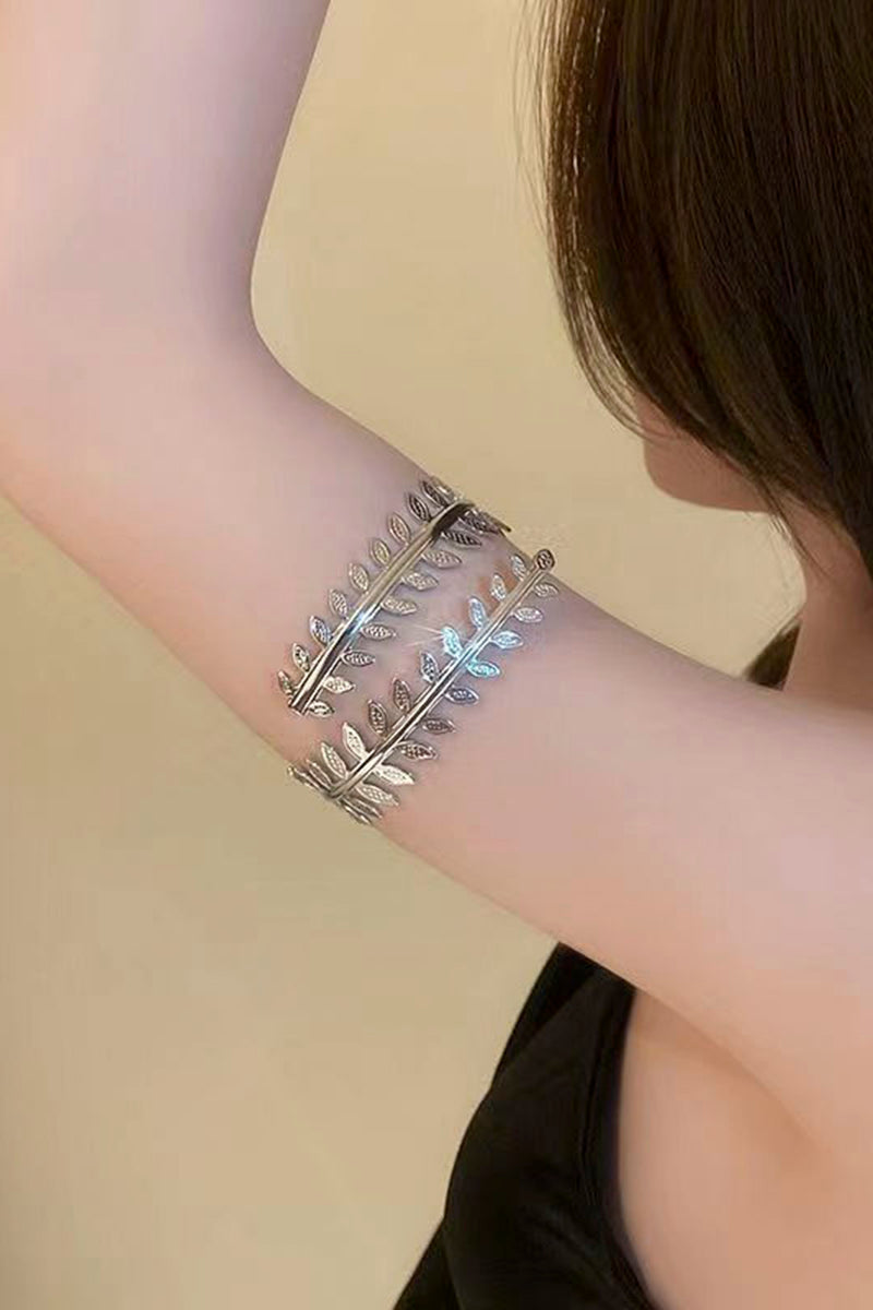 Leaf Motif Open Cuff Bracelet