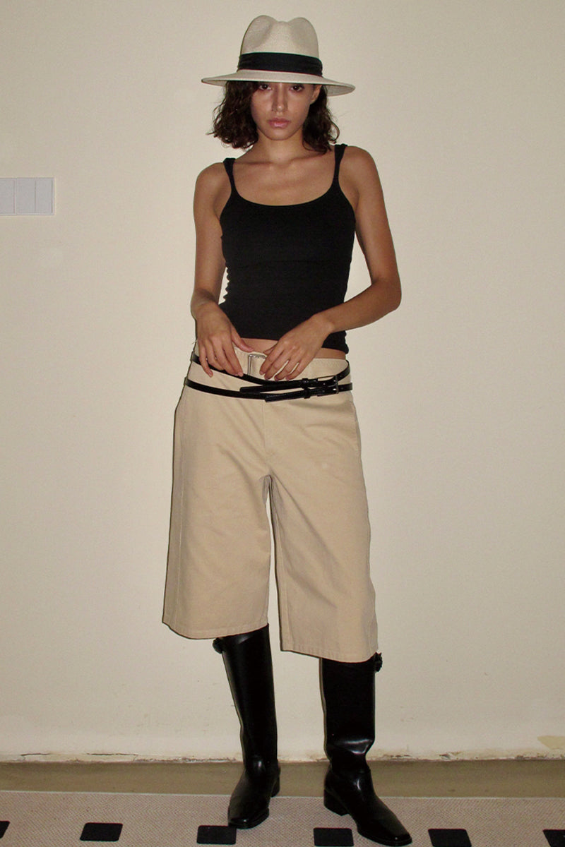 Belted Wide-Leg Utility Shorts