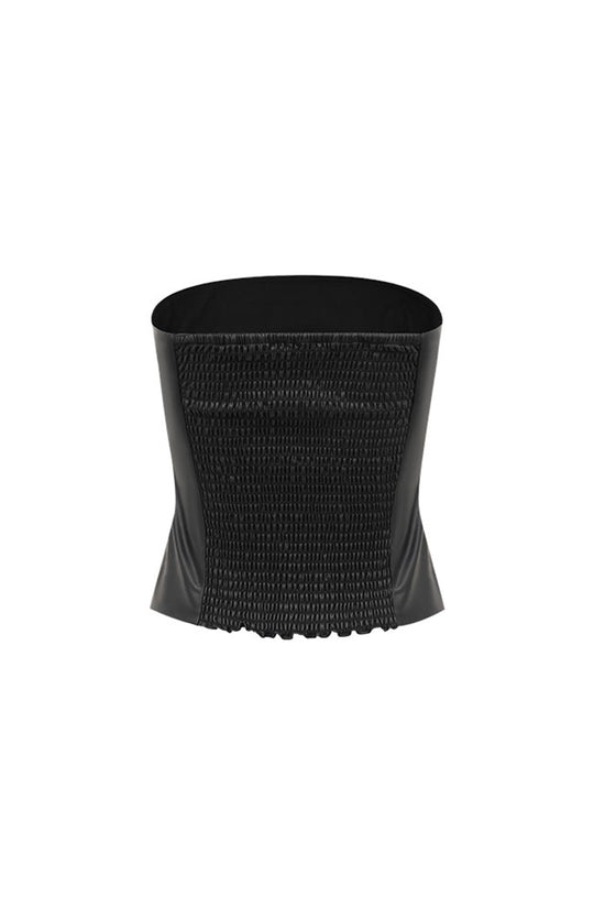 Strapless Faux Leather Tube Top