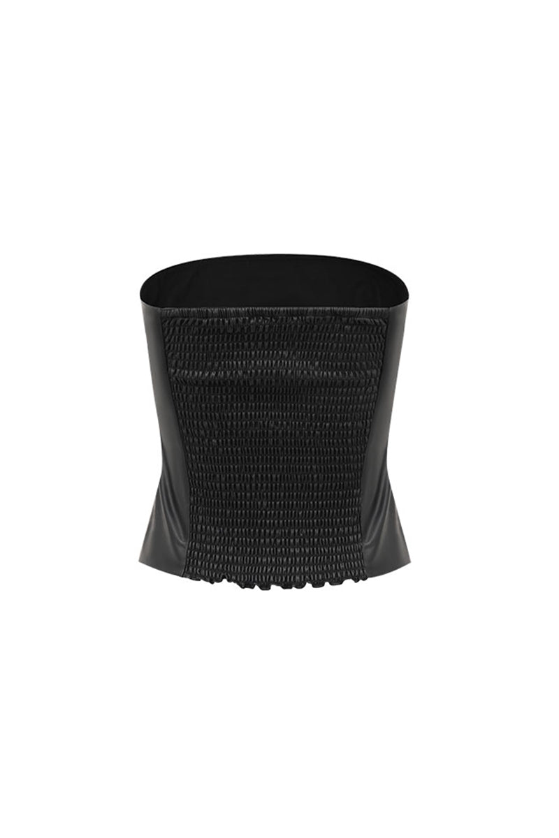 Strapless Faux Leather Tube Top