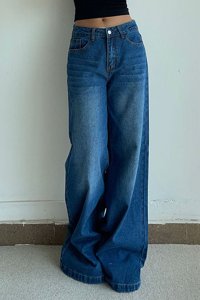 Wide Leg Casual Denim Jeans