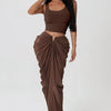 Draped Maxi Skirt and Crop Top Set