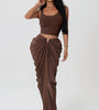 Draped Maxi Skirt and Crop Top Set