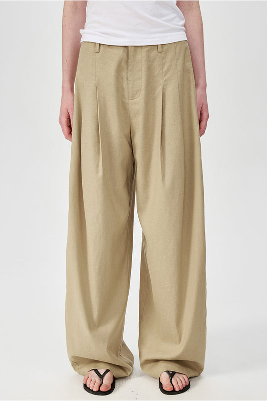 High-Waist Pleated Loose Fit Trousers