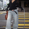 Snap Button Deep V Long Sleeve Top