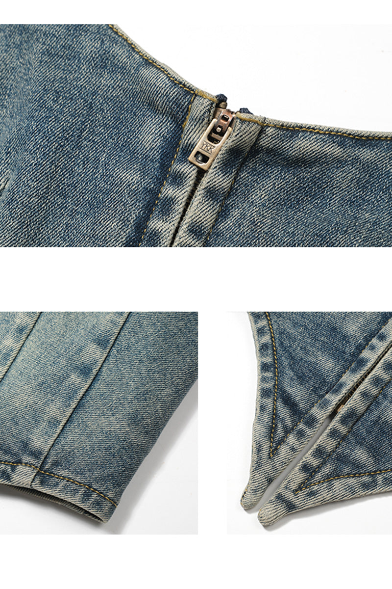 Structured Denim Corset Top