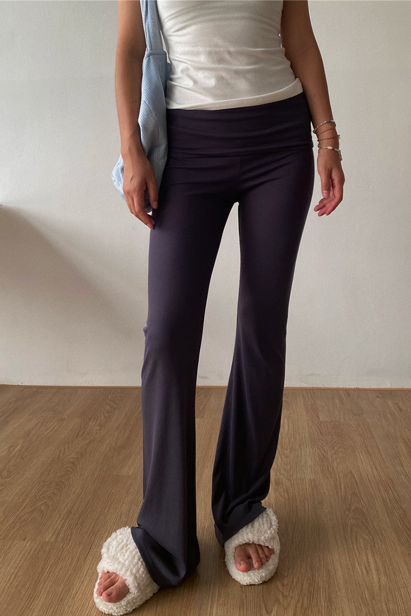 Foldover Waist Flared Lounge Pants