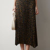 Metallic and Animal Print Pleated Skirt