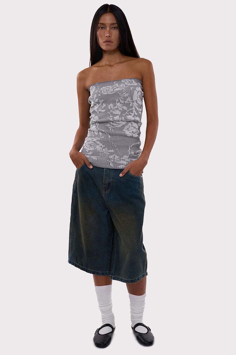 Star Pattern Denim Culottes