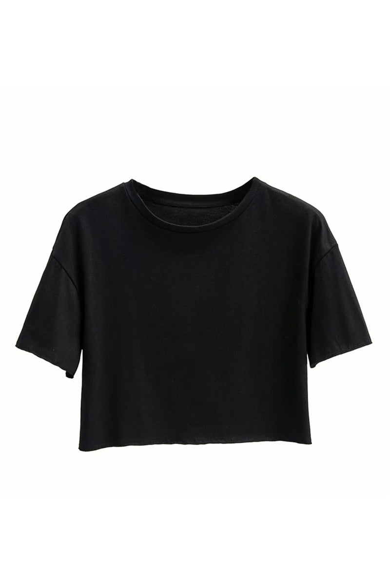 Boxy Fit Raw Hem Crop Tee