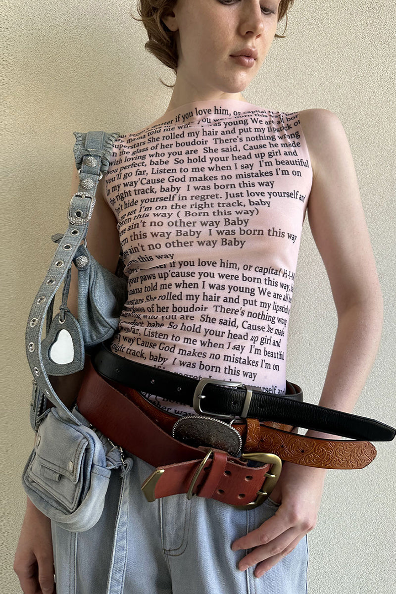 Bold Text Print Mesh Tank