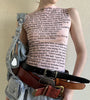Bold Text Print Mesh Tank