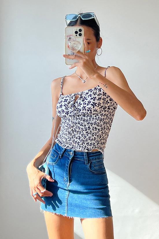 Raw Hem Fitted Denim Mini Skirt