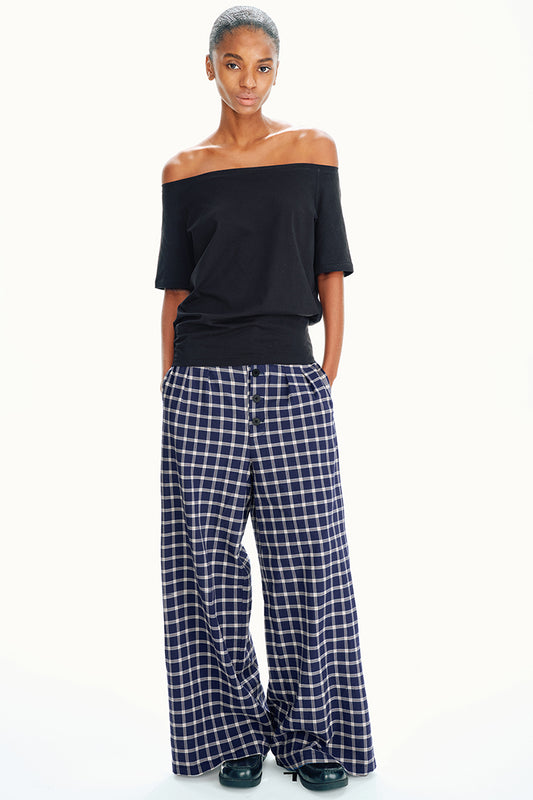 Off-Shoulder Knit Top with Band Hem