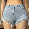 High Waist Frayed Denim Shorts