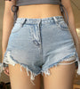 High Waist Frayed Denim Shorts