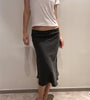 Micro Check Midi Slip Skirt