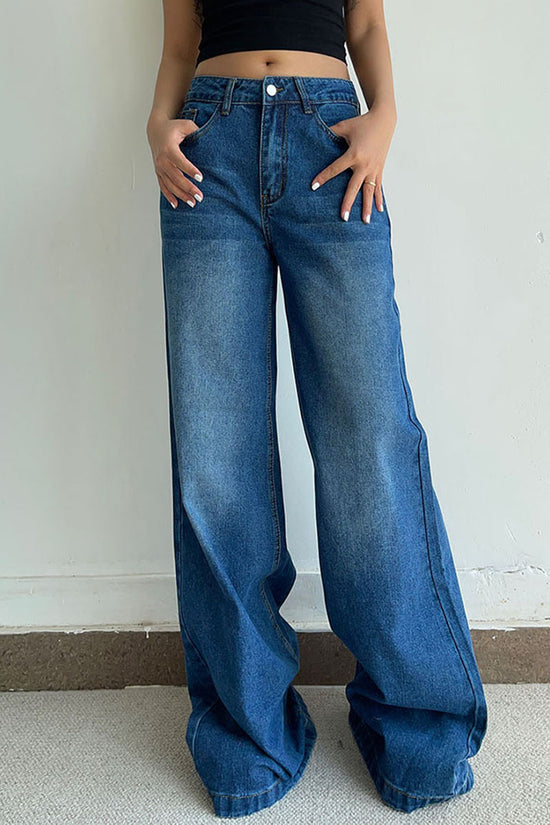 Wide Leg Casual Denim Jeans