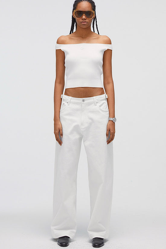 Ribbed Off Shoulder Crop Tops