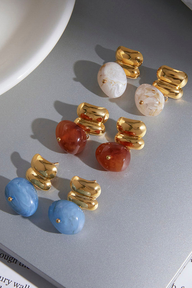 Chunky Gemstone Stainless Steel Earrings