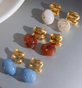Chunky Gemstone Stainless Steel Earrings