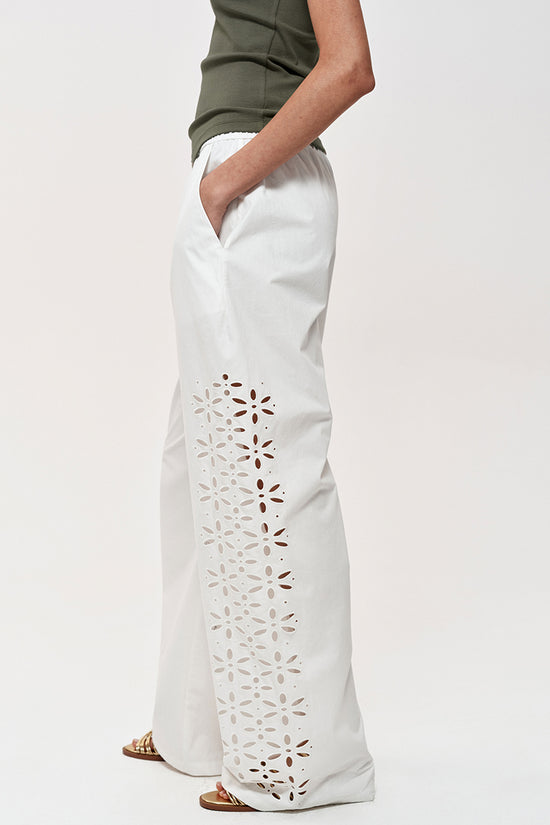 Cutout Detail Straight-Leg Trousers