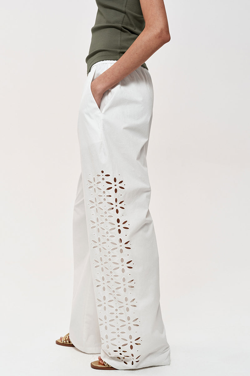 Cutout Detail Straight-Leg Trousers