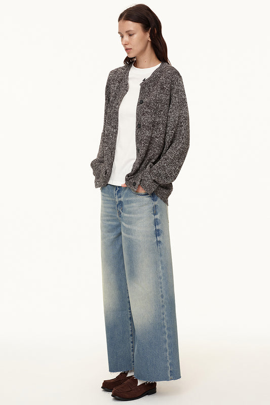 Wide-Leg Washed Denim Jeans